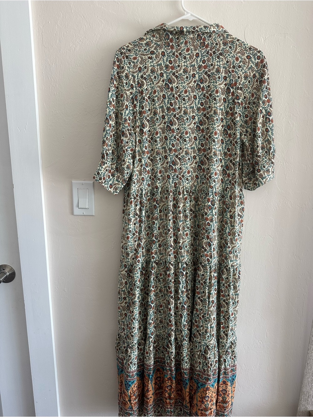 Natural Life Rebecca Midi Dress Cream Orange Border Medium - Picture 9 of 13